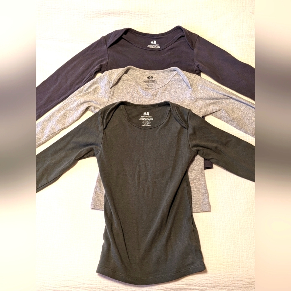 H&M organic cotton unisex long sleeve shirt 3pc set size 4T